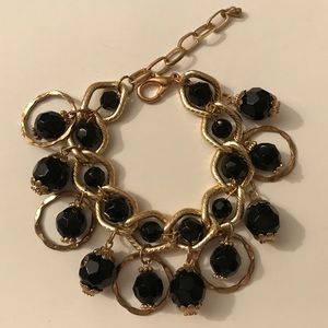 Black Glass and Gold Bracelet